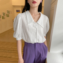 Love Roswell Fat mm Shirt woman design Sensation Little Crowdembroidered Sweatshirt Womans Bubble Sleeves Shirt style Weak blouse