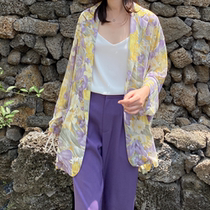 Love Roswell Weiwei Big code Sensation Snowspun Suit Jacket Woman Thin color sunscreen 2021 Summer fragrant taro purple blouse