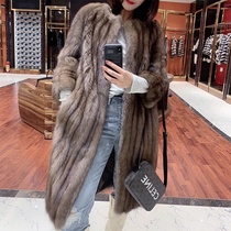  Mandy mom big heavy all-smoked imported Russian sable mink fur coat fur coat whole mink female long section