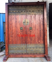 Old elm door Antique double open solid wood villa door Chinese retro teahouse door Old house wall door custom