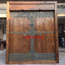 Solid wood villa door Antique Chinese courtyard door Log entry door double open wooden door Old-fashioned rural door custom