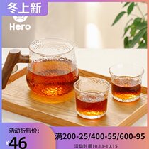 Hero Japanese hammerline Cup transparent glass coffee cup high temperature resistant teacup non-slip water Cup hand coffee cup
