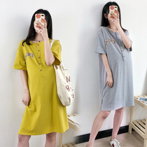 Pregnant women dress Summer 2020 new cotton short sleeve long pregnant women T-shirt skirt foreign style loose pregnant women long skirt