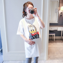 Pregnant woman body T-shirt short sleeve cotton can breastfeeding dual-purpose feeding jacket cartoon foreign style long pregnant woman T-shirt skirt