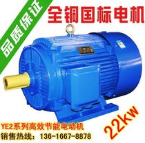 Three-phase asynchronous motor YE2 series motor Brand new copper national standard Y180L-4 pole 22KW kilowatt motor 380v