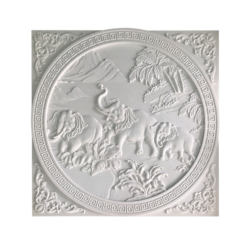 石雕浮雕汉白玉石材壁画大理石照壁现代新中式别墅庭院背景墙定制