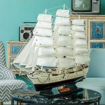 Wooden sailing model simulation process ship mould piece solid wood creative home shop decoration Finnish Swan