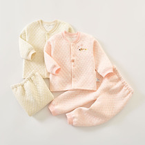 Bainiel male and female baby thickened thermal underwear suit split baby pure cotton clothes autumn and winter clothing 3-18 months