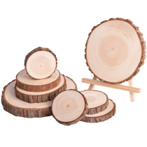 Bar annual wheel raw wood chip tray round wood chip handmade decorations ecological dessert table with leather wood block wooden pile painting