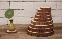 Handmade round wood chips hand-painted painting decorations wood block log solid wood small bonsai small round wood shooting slices