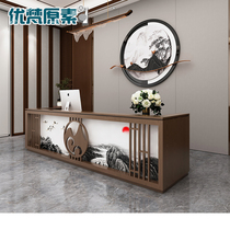 New Chinese-style bar front desk classical sales department hotel famous beauty salon reception desk Chinese style corner cash register