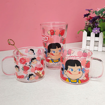 Milk girl glass cute cartoon water Cup Breakfast Cup girl heart strawberry drinking water Cup heat resistant cup juice cup