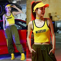 Loose navel jazz dance costume female summer dance suit Korean dance girl group performance dress hip-hop bunches women