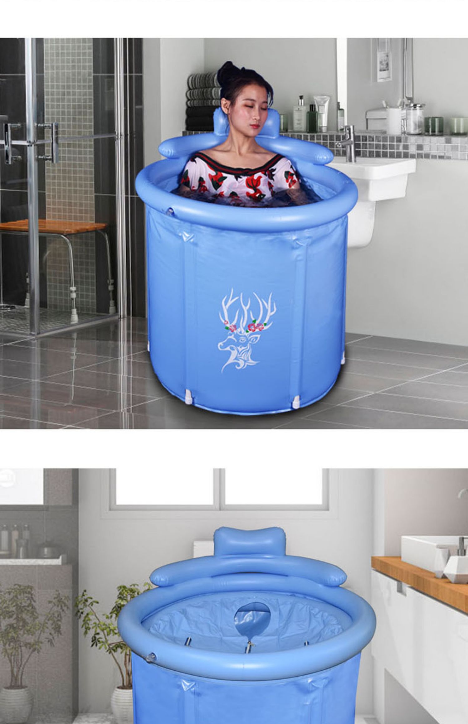 泡澡桶大人折叠成人家用加厚洗澡桶塑料免充气保温固定浴盆洗澡盆