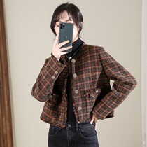 Famous Yuan small fragrant wind jacket female spring paragraph 2022 new gge wool coarse flowers The short and stylish suit Two sets