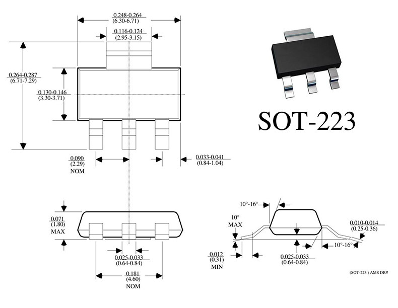 3 ams1117 3.3v 5.0 adj 1.5 sot-223 电源稳压芯片