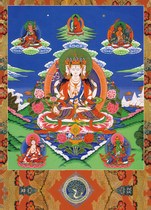 Cross embroidered kit Doncant empty silk Soguanyin Guanyin Four-arms view of the slate Bodhisattva handmade embroidery Non-finished product