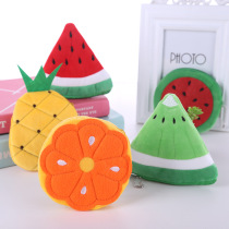 South Korea Ins Cartoon Fruit Pie Zero Wallet Schoolgirl Cute Portable Mini Plush Watermelon Pinewood Coin Bag