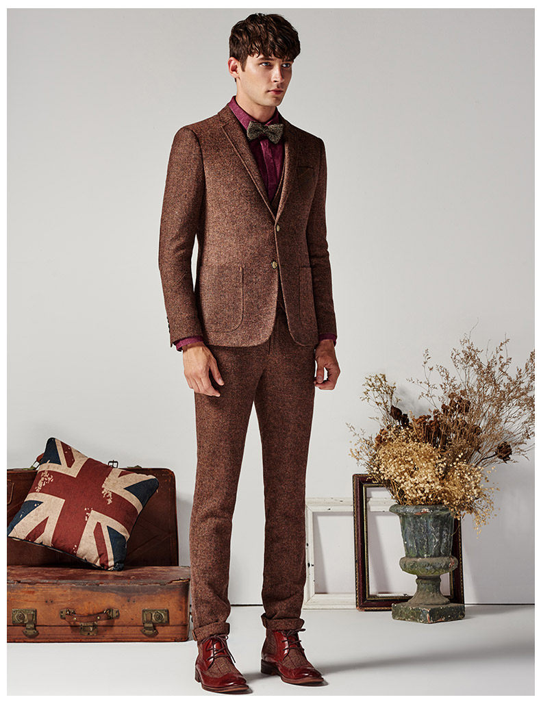 伯爵卓尔毛呢西装复古西服外套