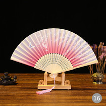 Fan folding fan Chinese style dance fan female summer folding fan tassel ancient costume Japanese retro classical ancient style folding fan
