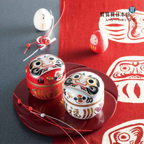 Spot Japanese imported tea cans wishing Dharma tea cans Sealed Japanese metal storage cans cartoon tea tubes