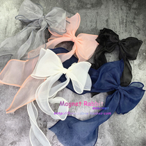 Japanese sweetheart sweet Lolita soft girl wavy chiffon glass yarn organza long ribbon bow hairclip
