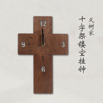 Love Cherish Light Yin Hung Chung Yi Tree Family Wood Art Cross Clock Ultra Slim Mute Movement Creative Soft Adornment