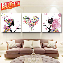 diy hand-hung painting digital oil painting Triple Three spell European flower landscape large living room decoration painting