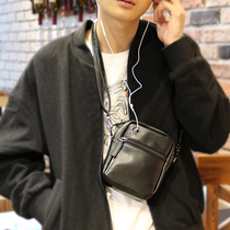 Genuine Leather New Fashion Small Bag Men Skew Satchel Mini Single Shoulder Little Satchel Mobile Phone Bag Street Riding Sport