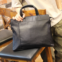 Leather trend casual shoulder bag mens new mens cowhide business handbag Korean version of the briefcase messenger bag trend