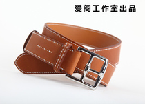 Handmade custom horse stirrup buttoned pin button barenia calf leather belt