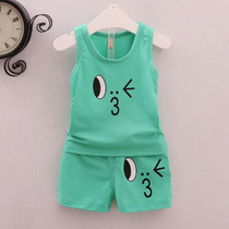 Children's vest set baby boys and girls baby cotton summer 1-2-3-5 year old sleeveless shorts two-piece set