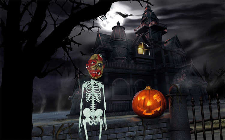 万圣节恐怖鬼脸骷髅鬼娃恰奇带发面具男女整人恶魔头套乳胶魔鬼