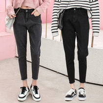 Autumn new nine-point carrot pants womens high waist 2021 legs thin size elastic small feet denim Haren pants