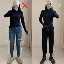Pear-shaped body pants 2021 Spring and Autumn new large size loose straight tube fat sister mm high waist thin jeans women