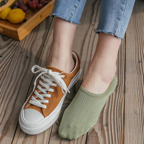 Buy 4 not easy to drop Morandi Blue Green Spring Summer thin cotton New girls Invisible Japanese Shallow Mouth Boat Socks