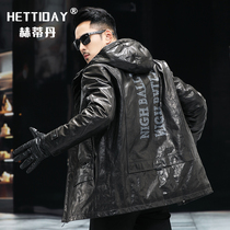 2021 Henning new genuine leather down clothes Mens Mountain Sheep leather medium long style leather clothes fashion trend handsome young jacket