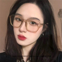 Frosted tea-colored frame glasses square Japanese gentle soft girl Anti-blue flat mirror TR90 ultra-light Net red tide myopia