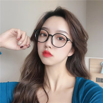 Retro oval glasses frame Korean version of Harajuku black ultra-light students literary myopia glasses frame Net red plain plain simple