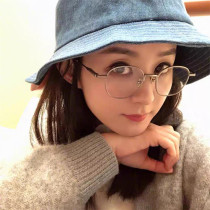 Zhao Liying Xiao Zhan with the same metal small box glasses literature and art Korean version of anti-blue tide male net star myopia frame