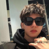 Mens black square large frame ink mirror temperament polarized sunglasses large face slim anti-ultraviolet retro driving women