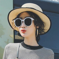 South Korea Roma holiday sun glasses ladies tide Net red with round frame polarized retro sunglasses White Beach Joker