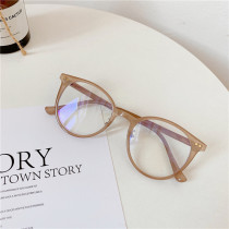 Oval literary milk tea frame glasses Korean student tide TR small frame anti-blue plate mirror leg myopia finished glasses