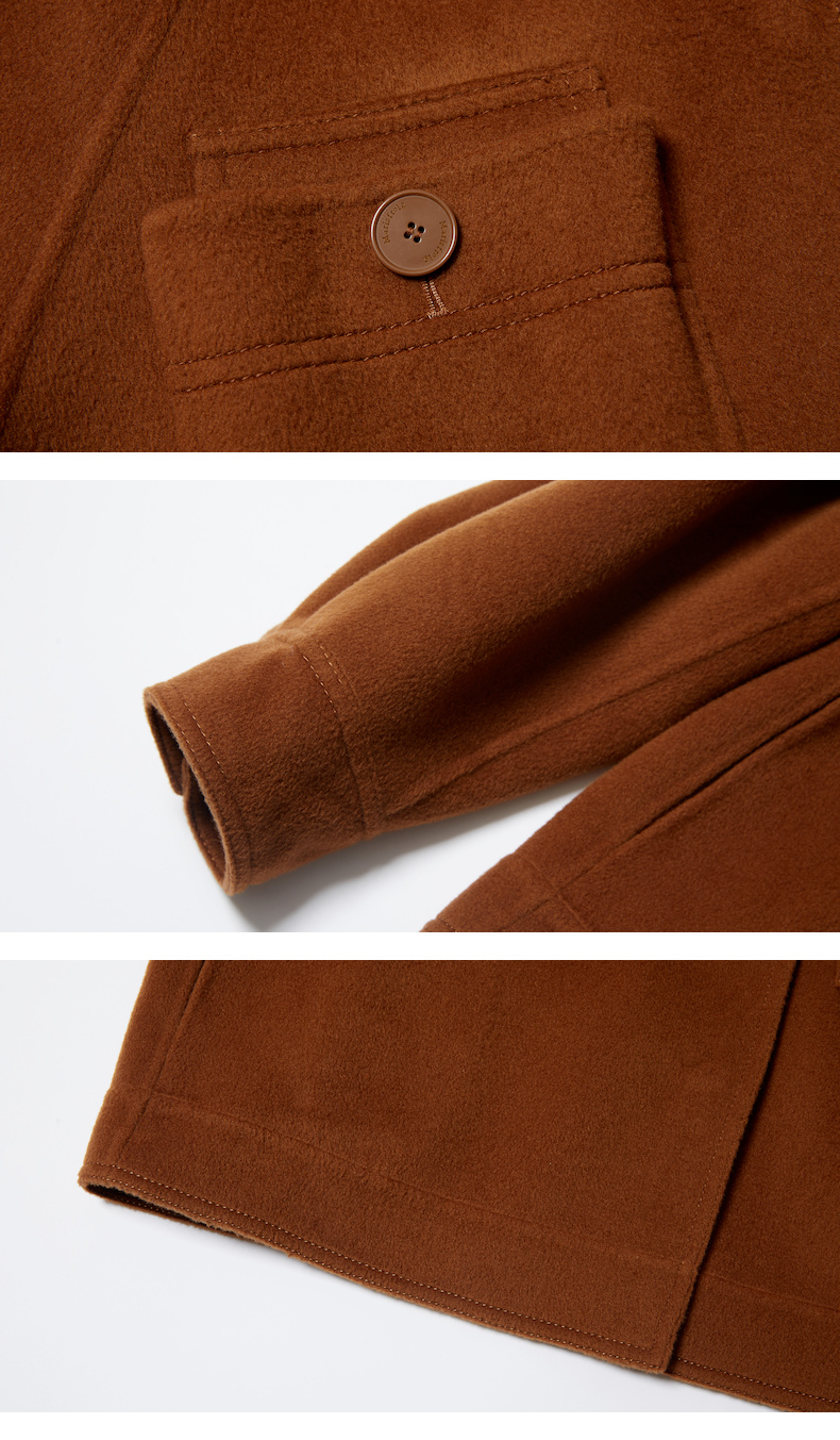 【商场同款】玛丝菲尔毛呢外套21冬季新款褐色时尚羊毛短外套