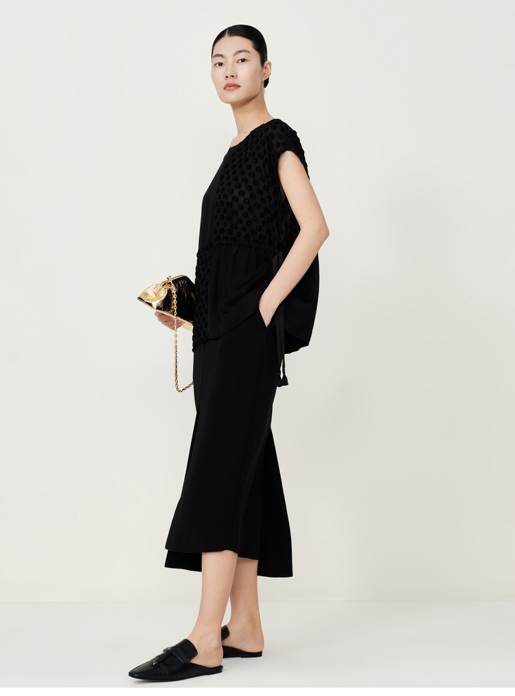 玛丝菲尔22夏季新款优雅气质小众不对称设计感不规则黑色半身裙