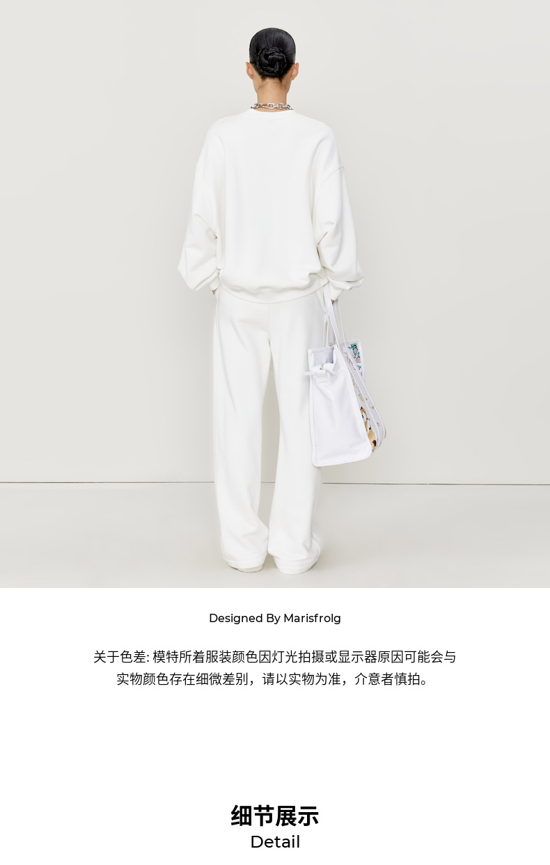 【商场同款】玛丝菲尔22年女装春季新款白色圆领卫衣上衣