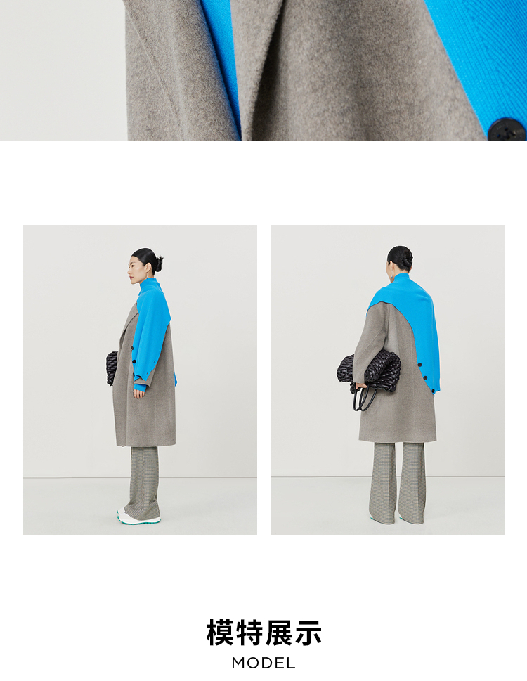 【双面呢大衣】玛丝菲尔2022冬季新款灰色西装版型毛呢外套