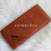New genuine leather long wallet money clip Mongolian Tibetan mascot 8 Baobao totem pattern ethnic wind male leather clip