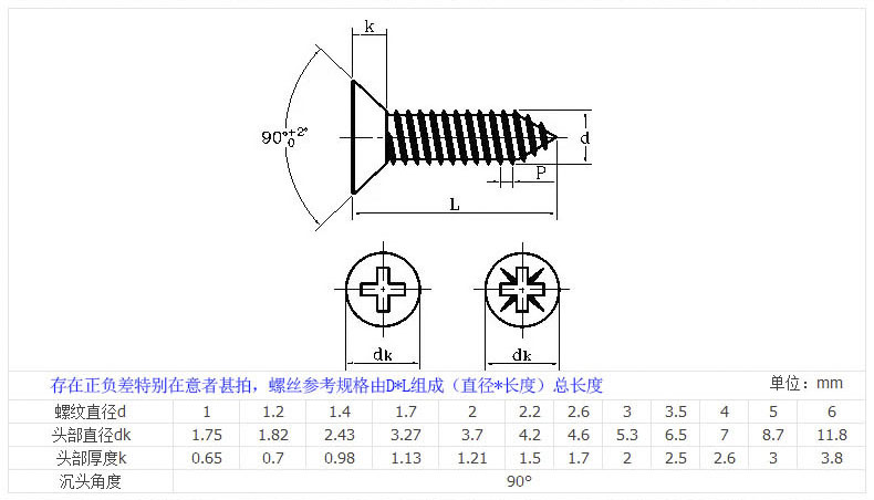304不锈钢沉头自攻螺丝钉/平头螺丝/自攻木螺钉m3*6-m3*30