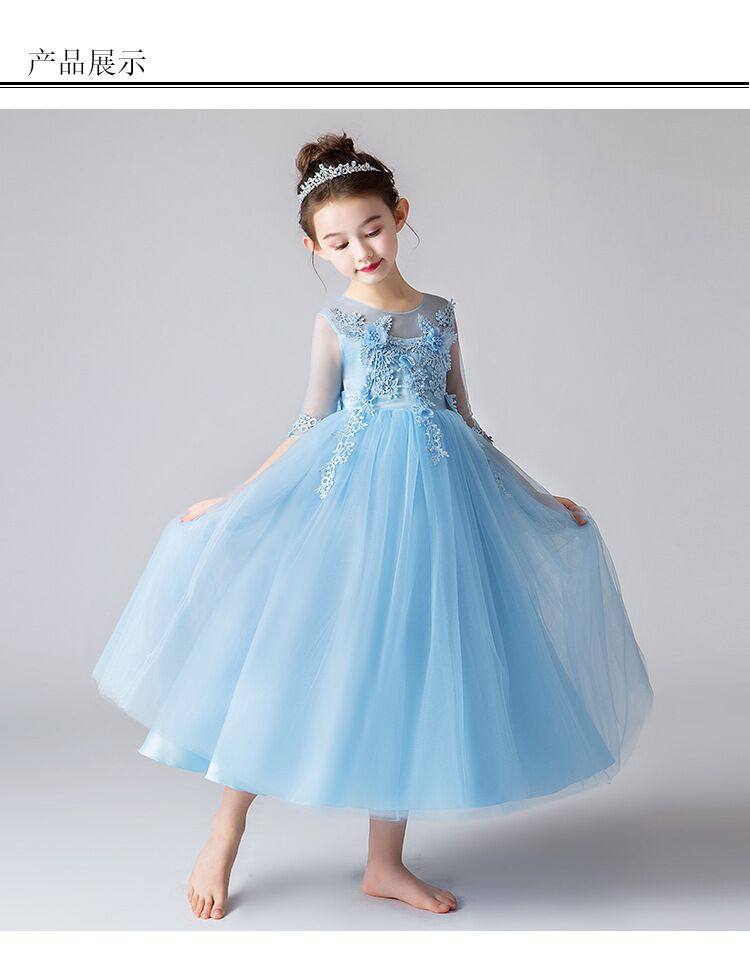 儿童长裙夏天170十岁女童晚礼服8女孩生日公主裙演出服表演白纱裙